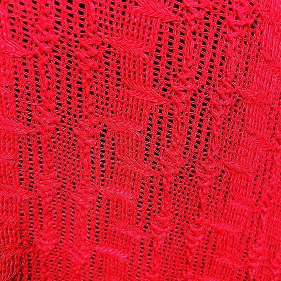 Chicos Womens Sweater Sz 2 Large Red Asymmetrical Pullover V-Neck Open-Knit - Picture 10 of 10